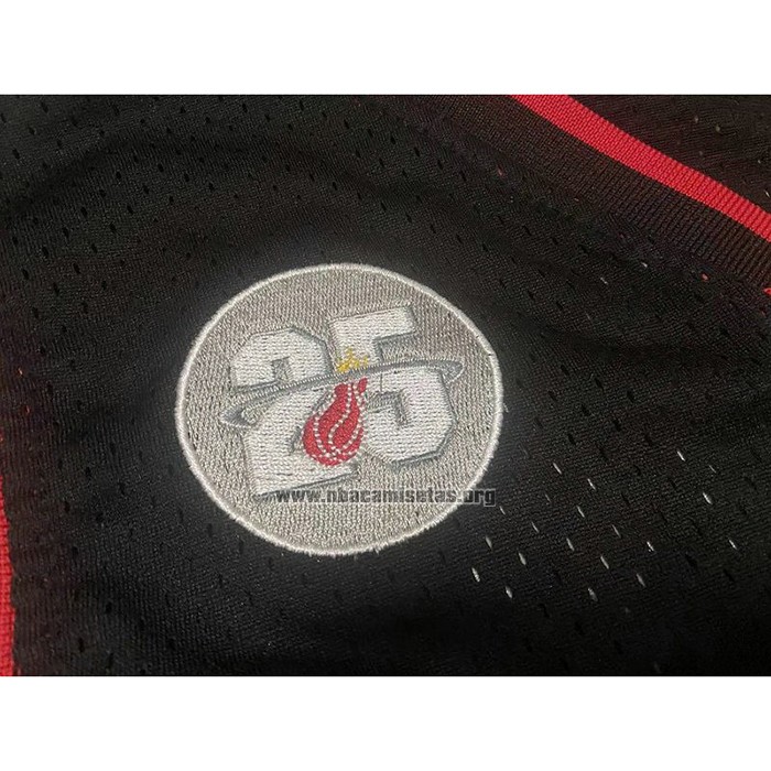 Camiseta Miami Heat Dwyane Wade NO 3 Mitchell & Ness 2012-13 Autentico Negro